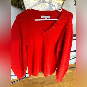 Loft v neck orange sweater size S